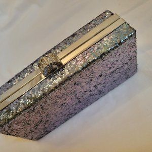 Pre- owned Grey glittering evening clutch
